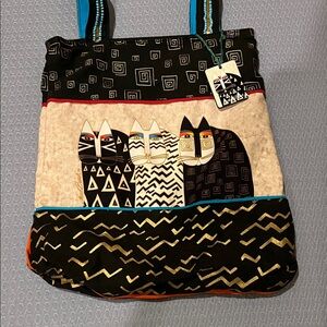 Laurel Burch Trio of Cats Print Tote Bag